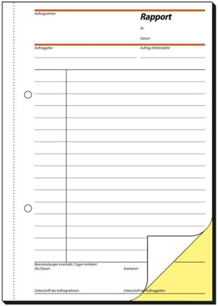 Formularblock Rapportbericht A5 2x40 Blatt sigel selbstdurchschreibend 