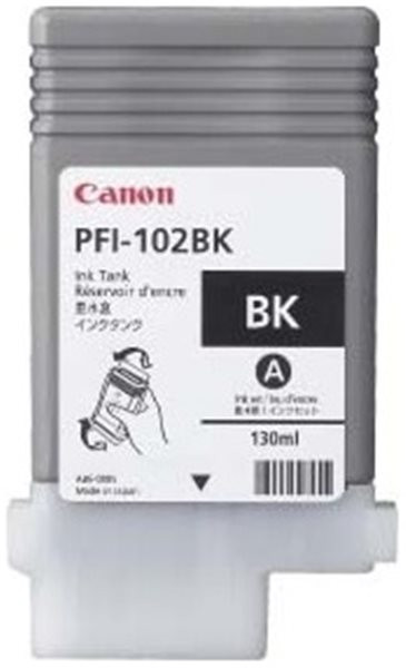 Original Tinte Canon PFI-102BK, ca. 740 S., schwarz, MHD abgelaufen 