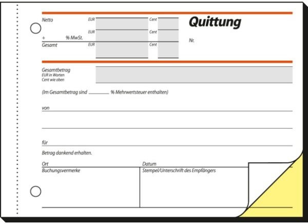 Formularblock Quittung A6 quer 2x40 Bl. sigel durschschreibend Sicherheitsdruck 