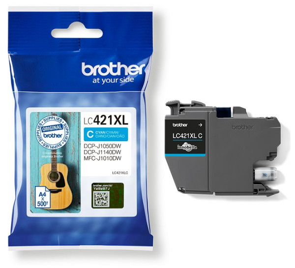 Original Tinte Brother LC-421XLC, ca. 500 S., cyan 