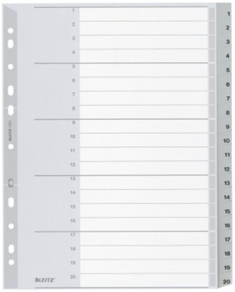 Register 1-20 A4 Plastik PP-Folie Leitz 238x297mm (1284-00-00)