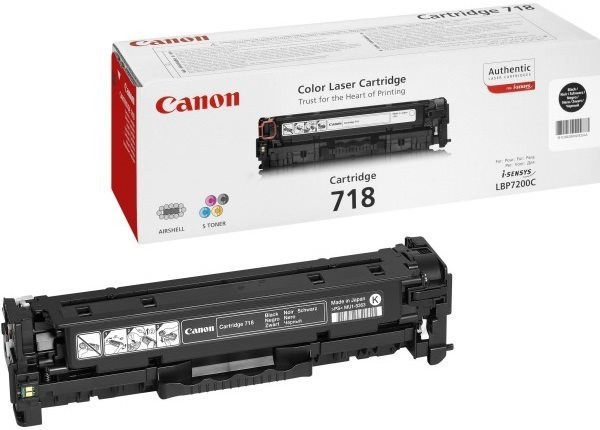 Original Toner Canon 718BK / 2662B002, ca. 3.400 S., schwarz 