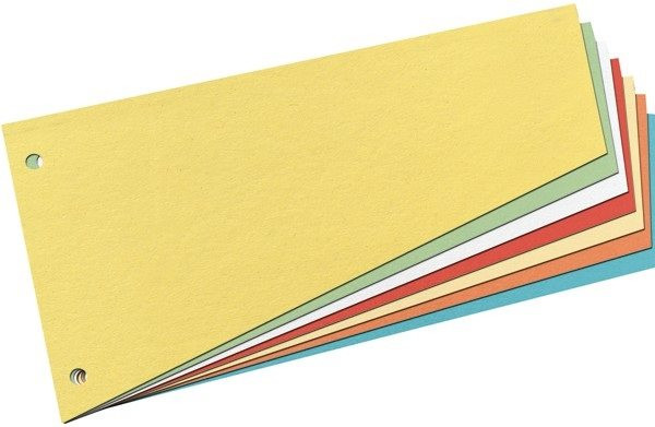 Trennstreifen gelb trapezförmig, 120 x 230mm Karton (RC) gelocht, im Polybeutel 