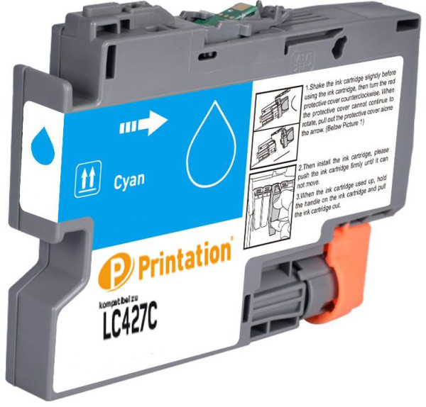 Printation Tinte ersetzt Brother LC-427C, ca. 1500 S., cyan