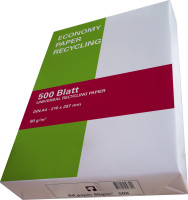 Papier A4 80g ECONOMY RECYCLING, Weißegrad: 55 CIE (leicht grau)  Papier A4 80g ECONOMY RECYCLING, Weißegrad: 55 CIE (leicht grau)