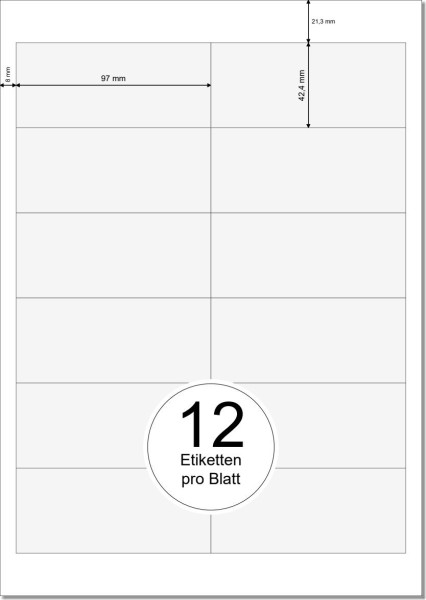 PRINTATION Folien-Etiketten klar transparent (B97xH42,4mm) 10xA4 à 12 Eti.  
