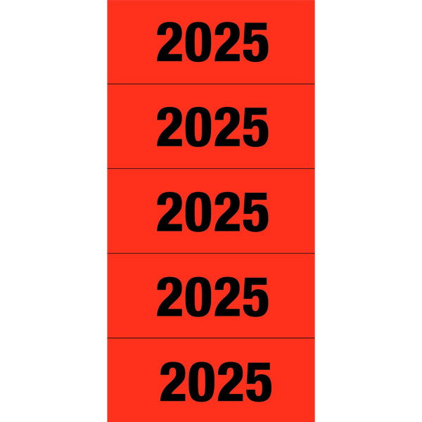 Inhaltsschildchen Jahreszahlen 2025 selbstklebend wie Leitz rot (von Herma) 