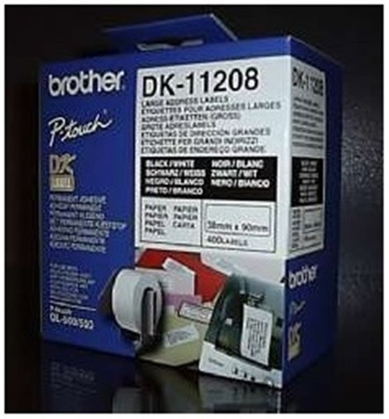 Original Einzel-Etiketten Brother DK11208, 38mm x 90mm, 400 Stück, weiß,