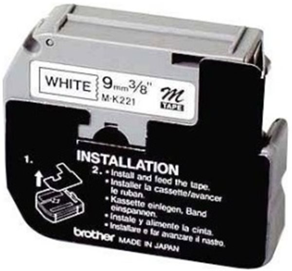 Original Beschriftungsband Brother M-K221BZ, 9mm x 8m, schwarz auf weiß 