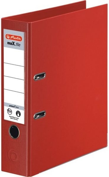 Ordner A4/8cm Plastiküberzug innen und außen rot Herlitz