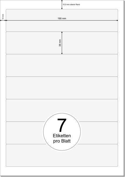 PRINTATION Papier-Etiketten (B190xH38mm) 25xA4 à 7 Eti.(z.B. als Rückenschild)  