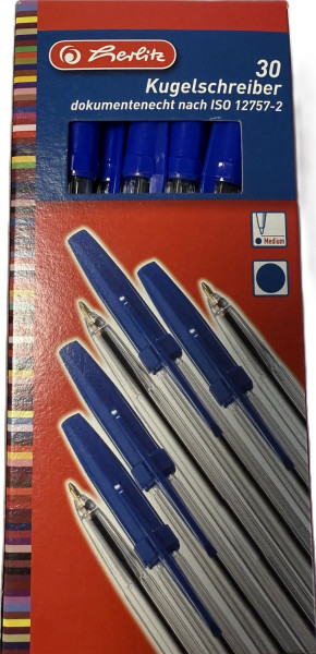 Kugelschreiber Herlitz, blau schreibend Strichstärke: 1.0mm 