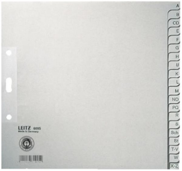 Register A-Z A4 1/2 Höhe Tauenpapier Leitz 100g grau 223x210mm