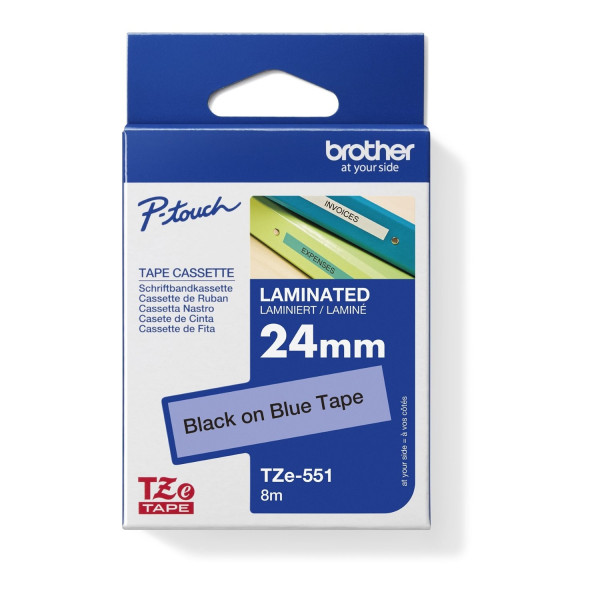 Original Beschriftungsband Brother TZe-551, 24mmx8m, schwarz auf blau 