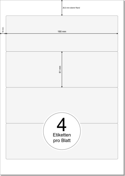 PRINTATION Papier-Etiketten (B190xH61mm) 25xA4 à 4 Eti. (z.B. als Rückenschild) 